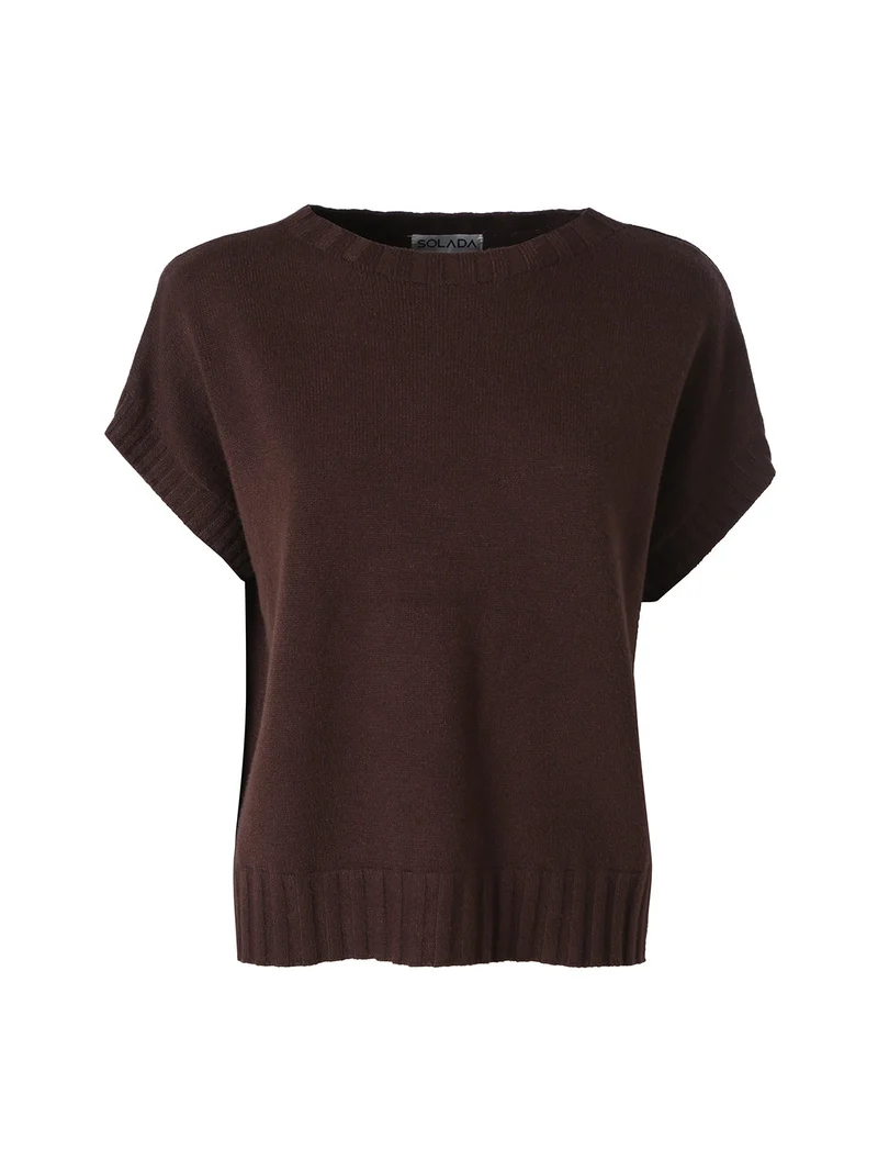Maglione donna oversize a maniche corte - moro