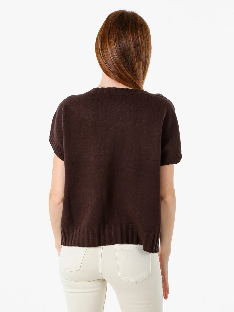 Maglione donna oversize a maniche corte - moro