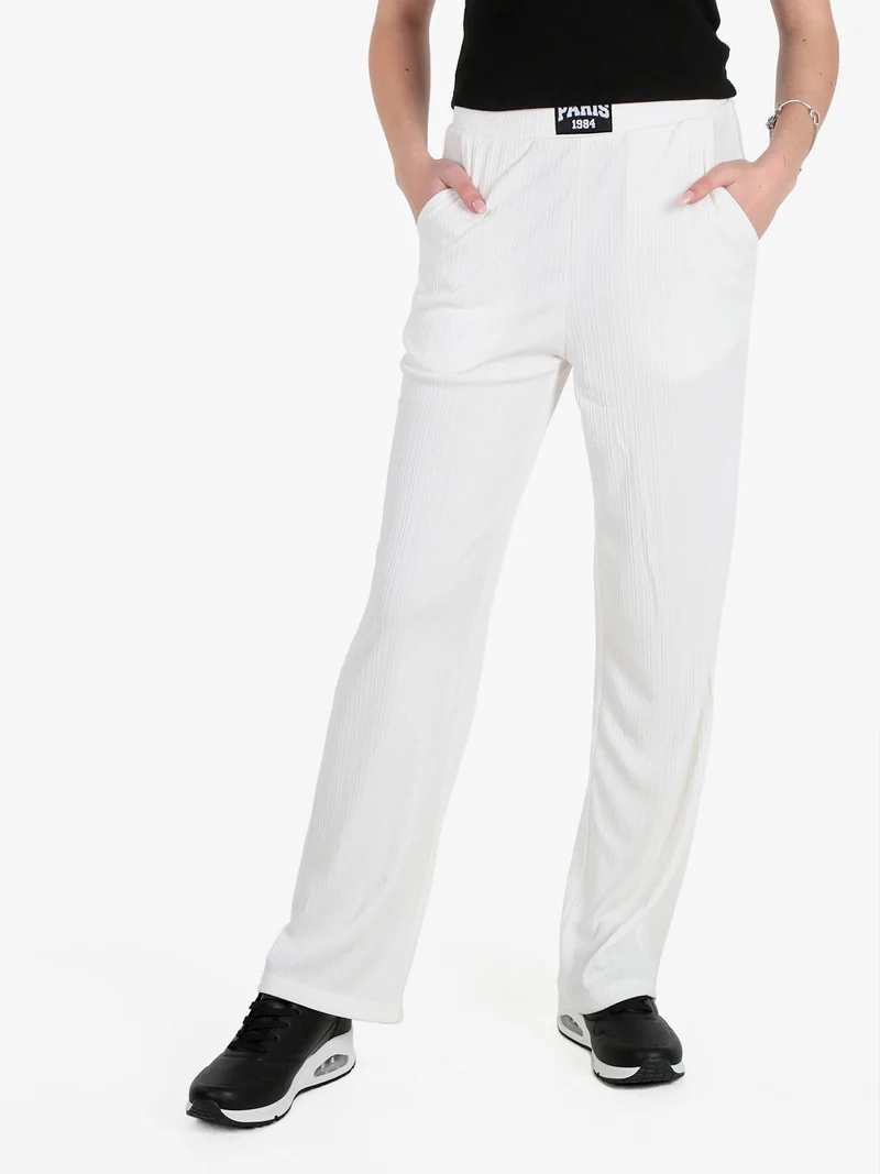 Pantaloni donna leggeri con elastico in vita - bianco