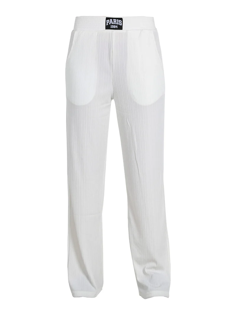 Pantaloni donna leggeri con elastico in vita - bianco