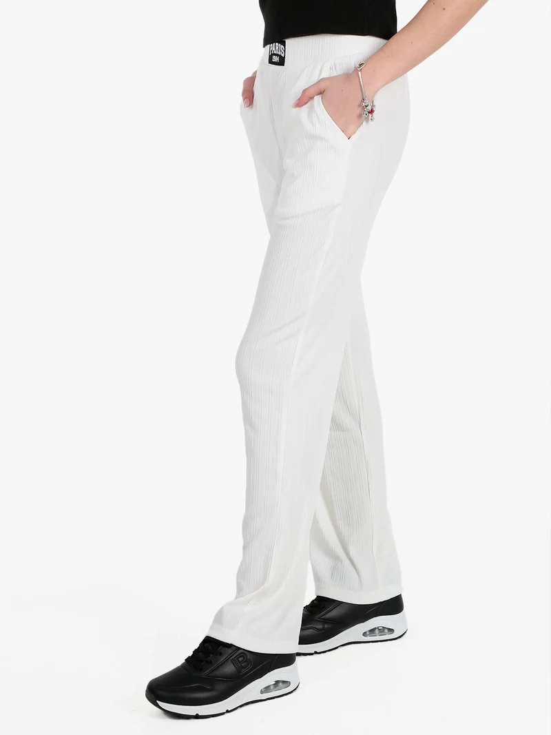 Pantaloni donna leggeri con elastico in vita - bianco
