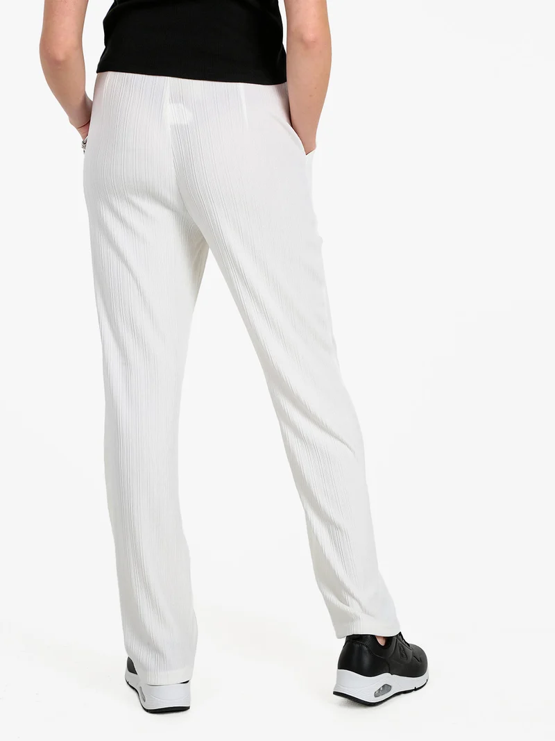 Pantaloni donna leggeri con elastico in vita - bianco