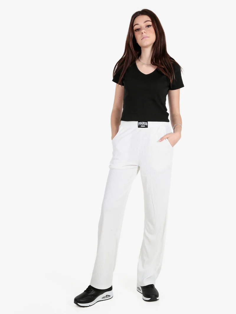Pantaloni donna leggeri con elastico in vita - bianco