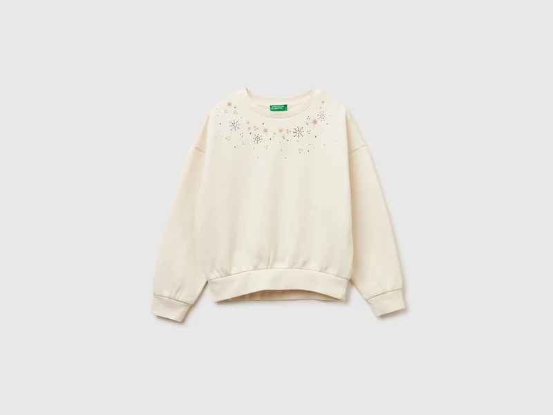 Warmes Sweatshirt mit Print und Strass
