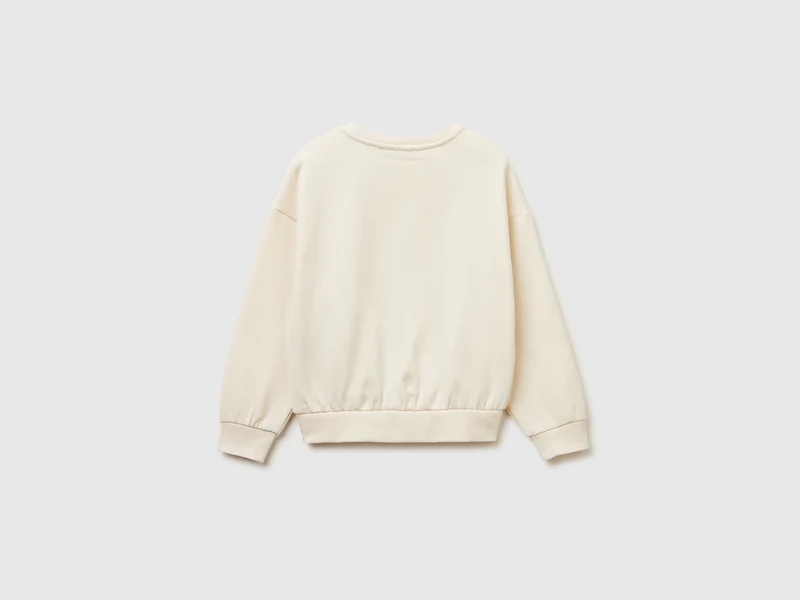 Warmes Sweatshirt mit Print und Strass