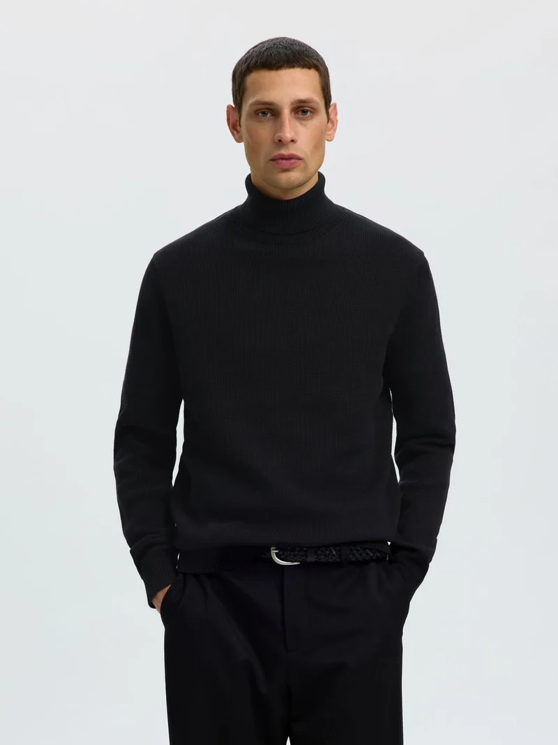SLHDANE LS KNIT STRUCTURE ROLL NECK