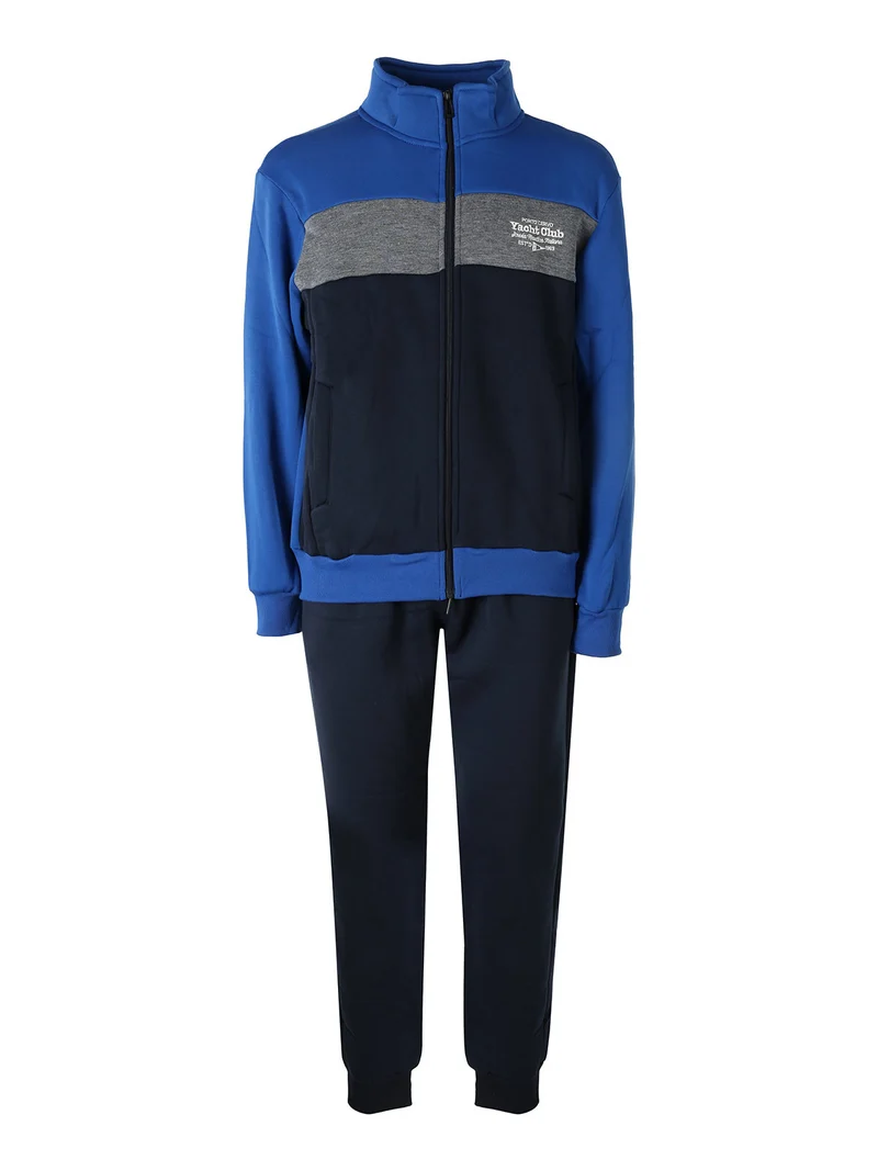 Completo tuta da uomo felpata con zip intera - blu