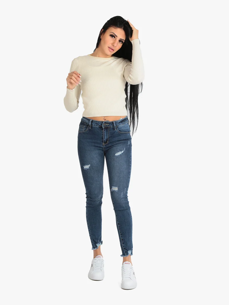 Jeans slim fit con strappi da donna - jeans