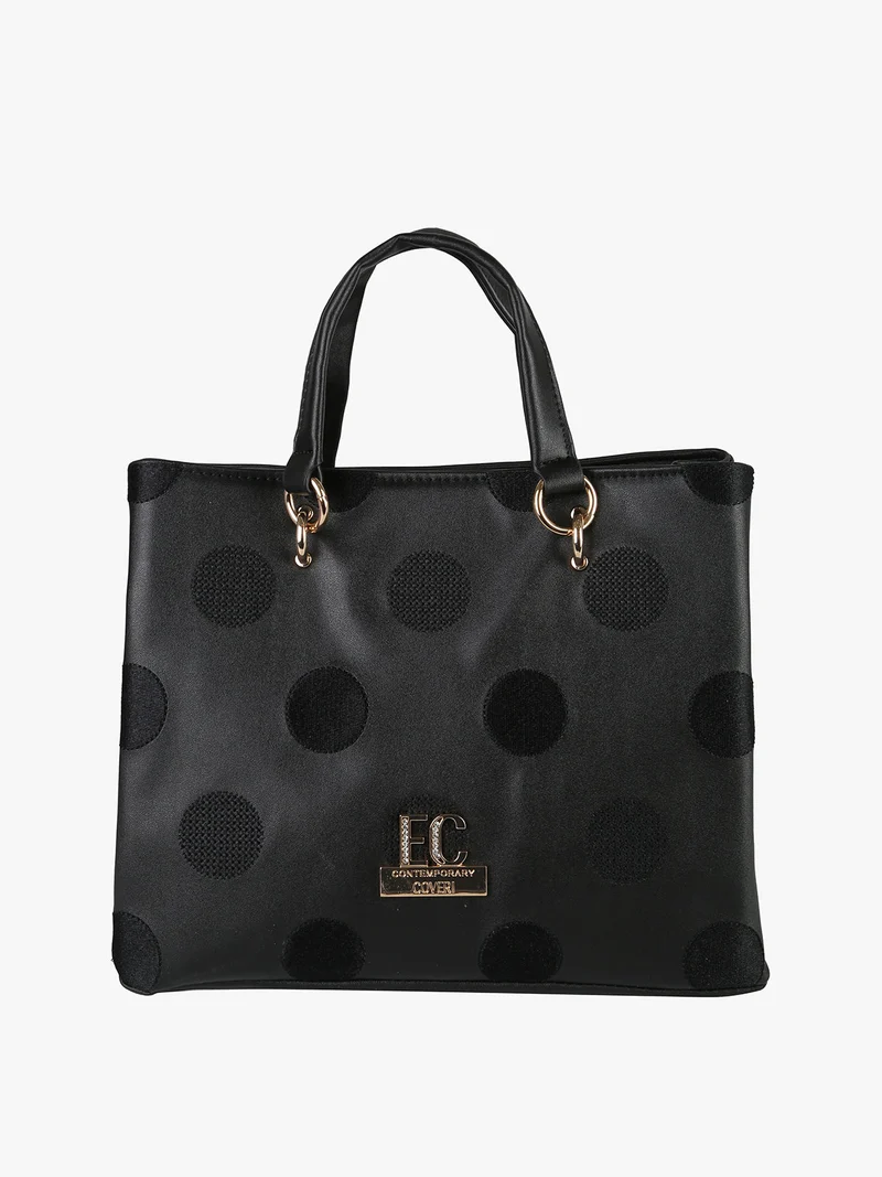 Borsa donna mini tote in ecopelle con logo di strass - nero