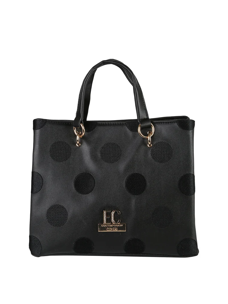 Borsa donna mini tote in ecopelle con logo di strass - nero