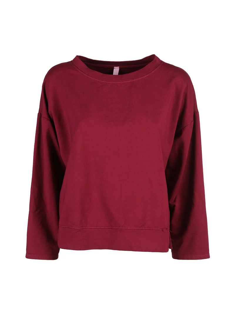 Felpa donna leggera oversize girocollo - bordeaux