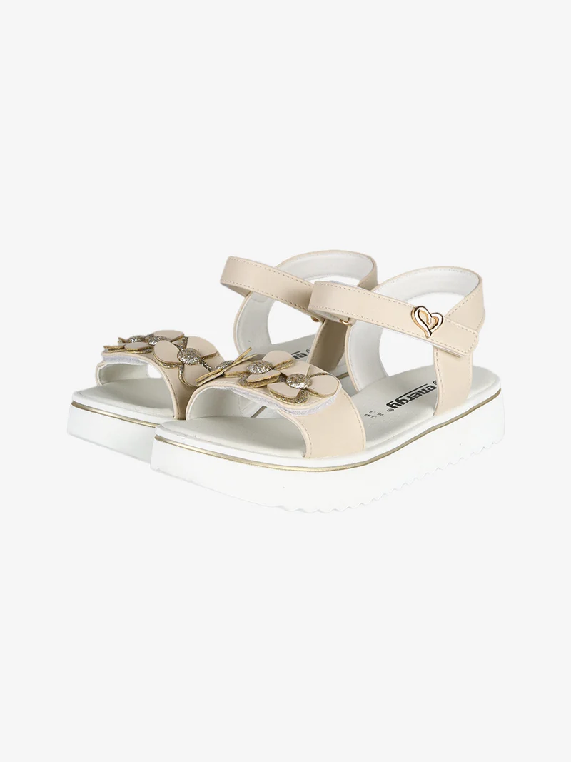 Sandali da ragazza con platform e strappi - beige