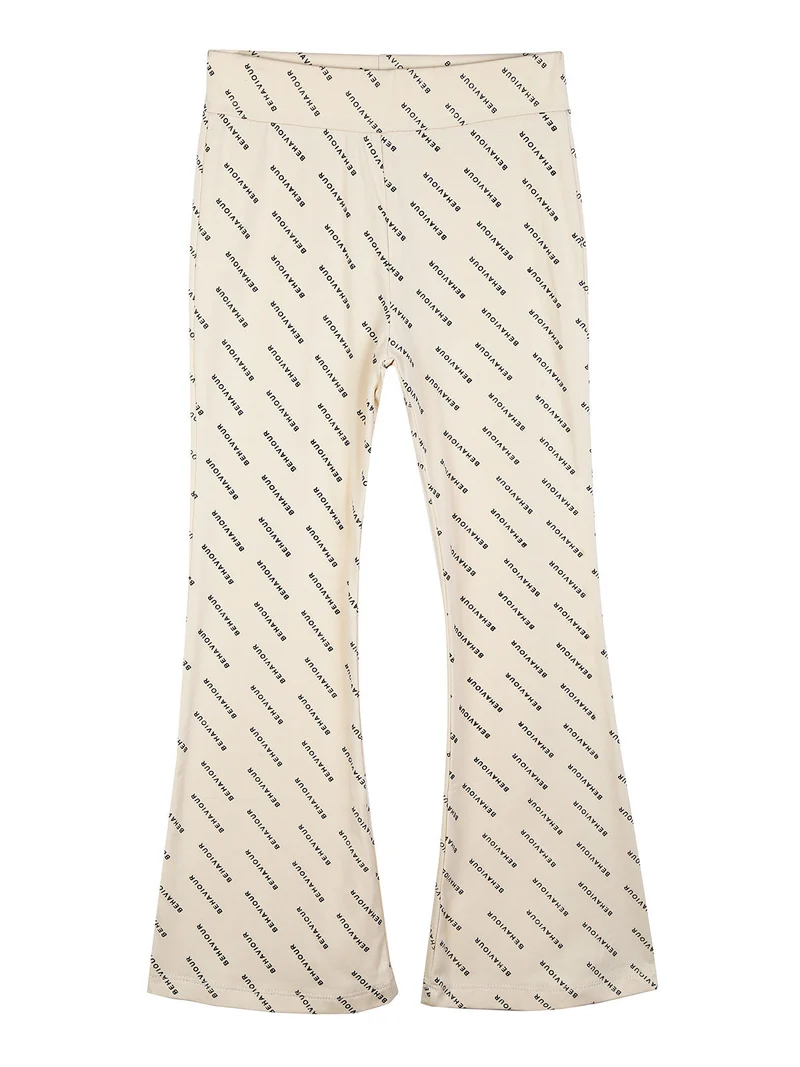 Pantaloni a zampa da bambina con scritte - beige