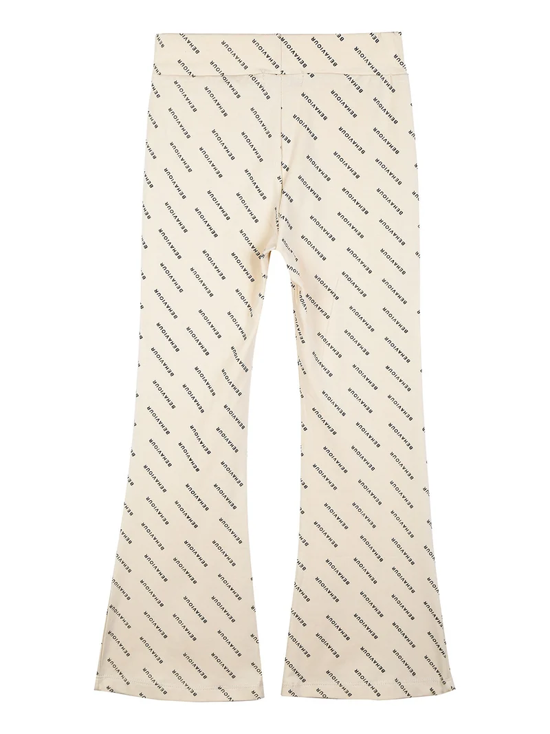 Pantaloni a zampa da bambina con scritte - beige
