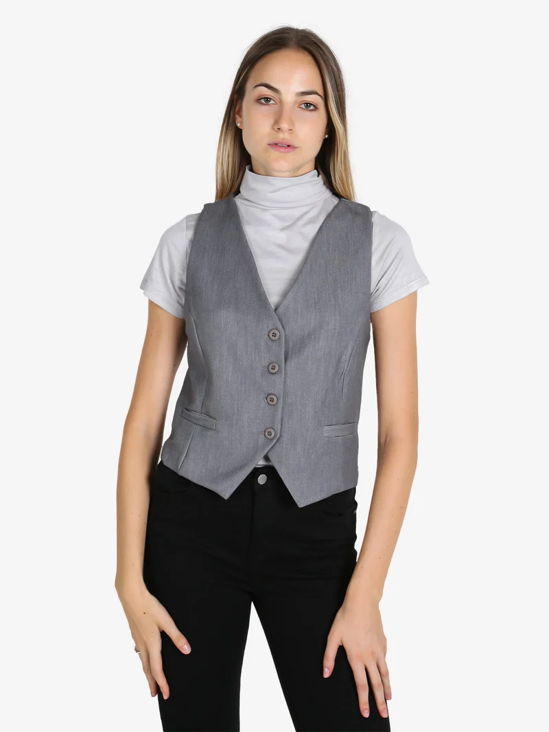 Gilet donna con bottoni - grigio