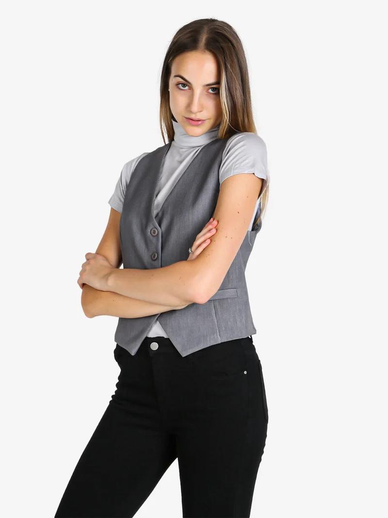 Gilet donna con bottoni - grigio