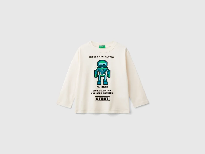 T-Shirt mit Druck, aus warmer Bio-Baumwolle
