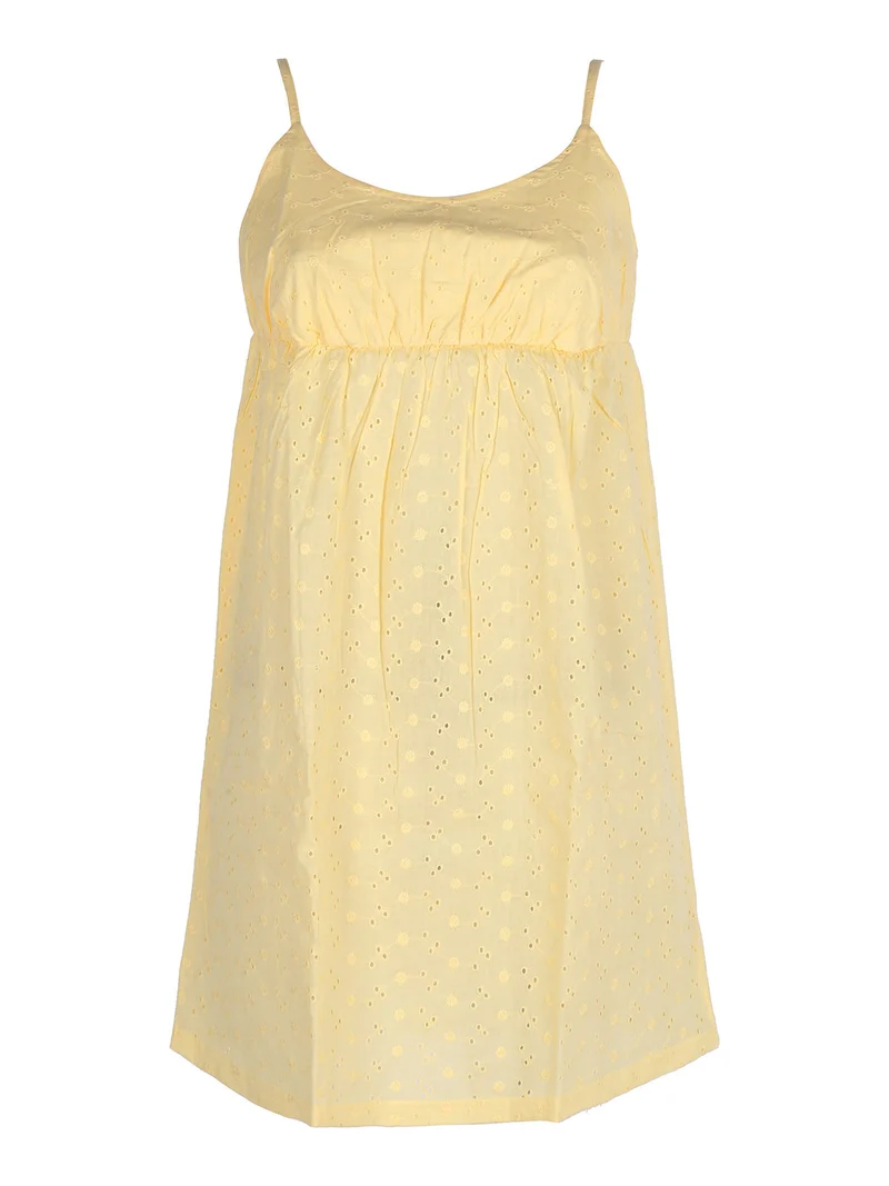 Vestito corto in cotone con spalline sottili - giallo