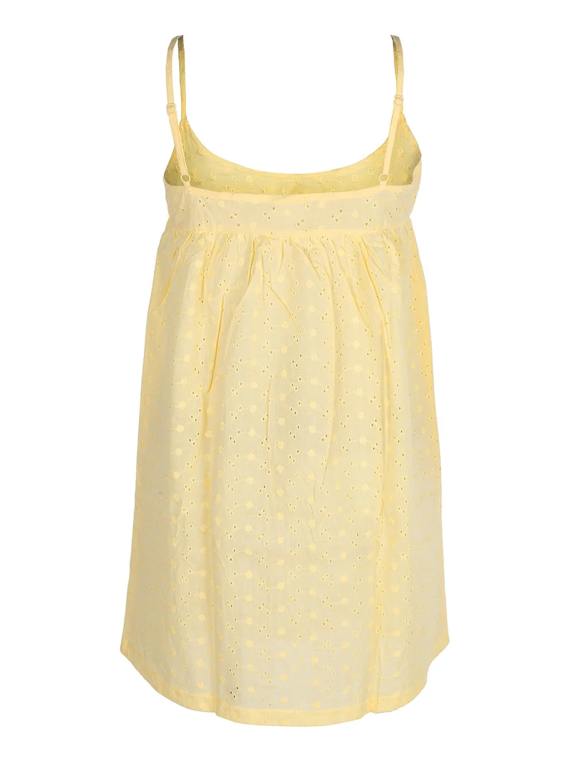 Vestito corto in cotone con spalline sottili - giallo