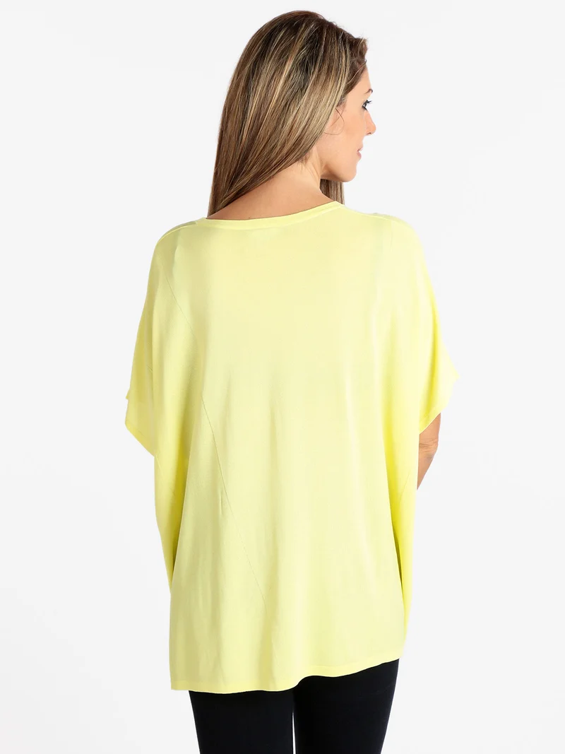Maglia donna oversize manica corta - giallo