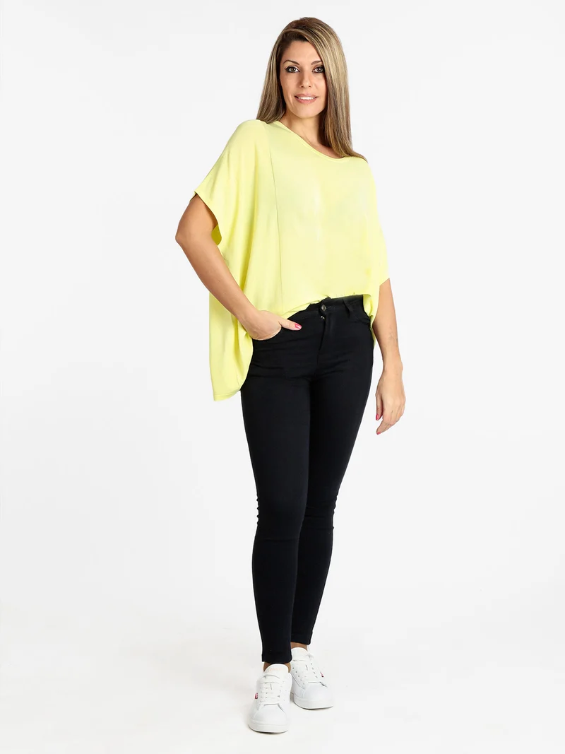 Maglia donna oversize manica corta - giallo
