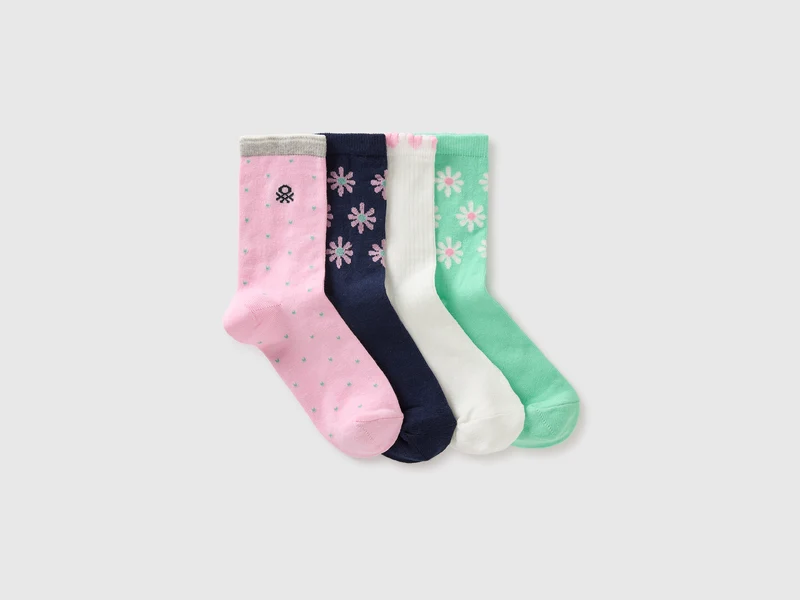 Vier gemusterte Frotteesocken