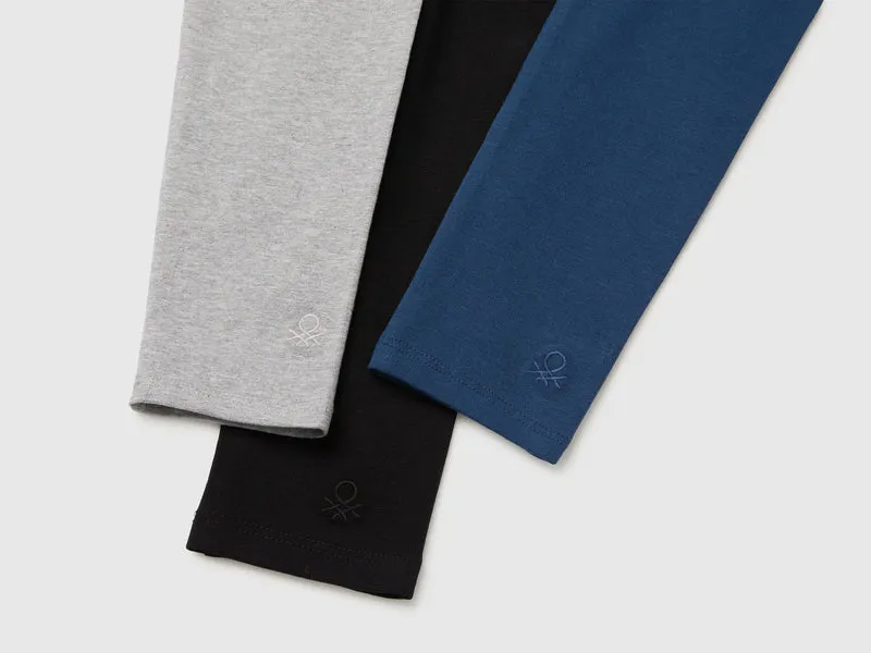 Drei Leggings aus Stretch-Baumwolle