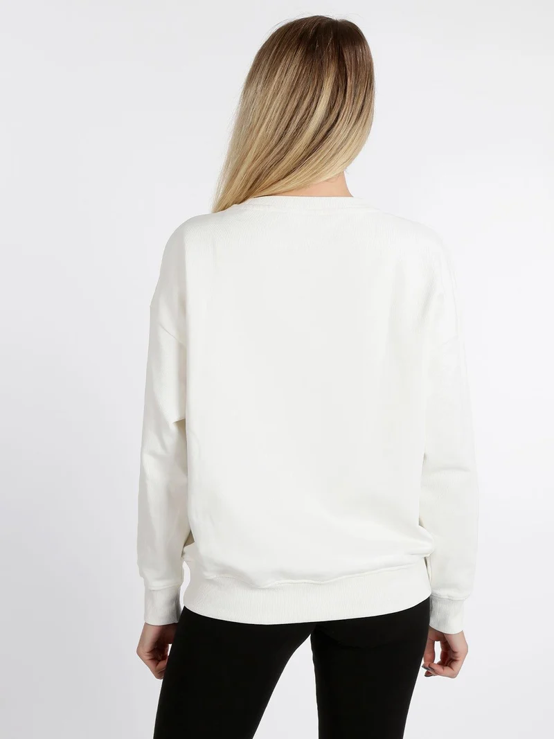 Felpa a girocollo in cotone - bianco