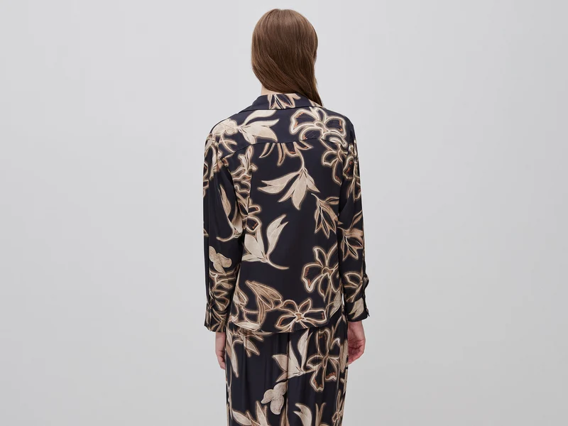 Satinhemd mit Blumenprint