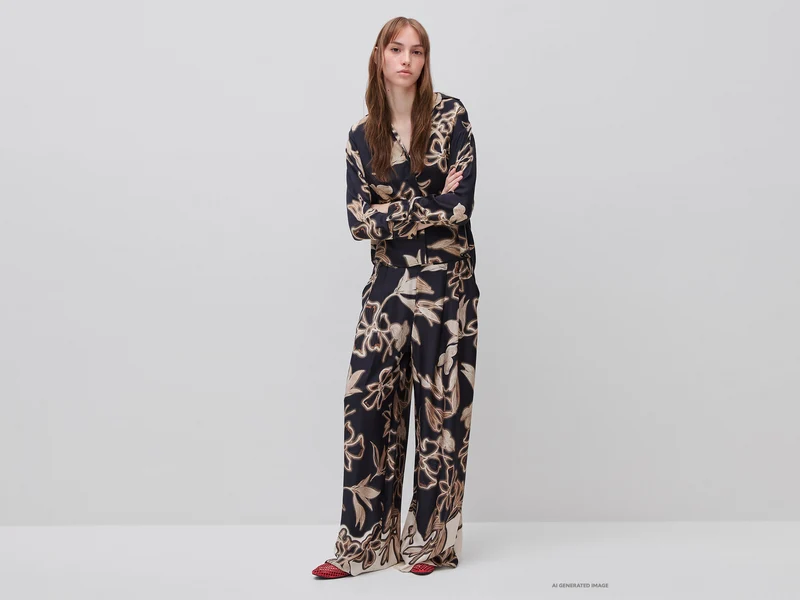 Satinhemd mit Blumenprint