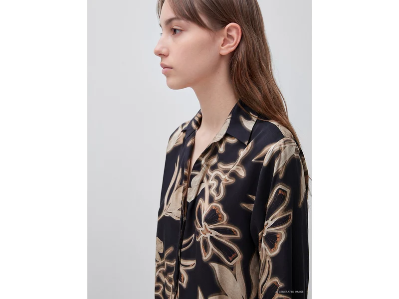 Satinhemd mit Blumenprint