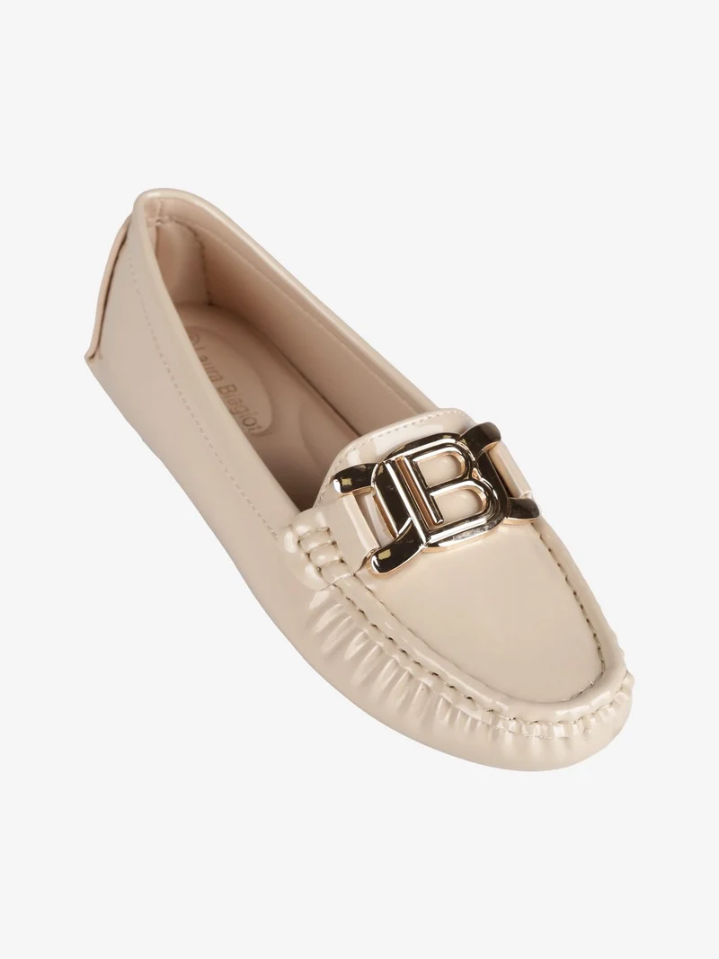 Mocassini donna in effetto lucido - beige