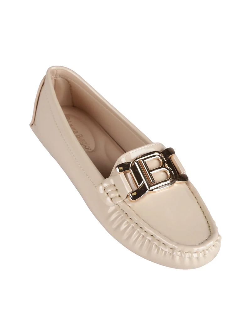 Mocassini donna in effetto lucido - beige