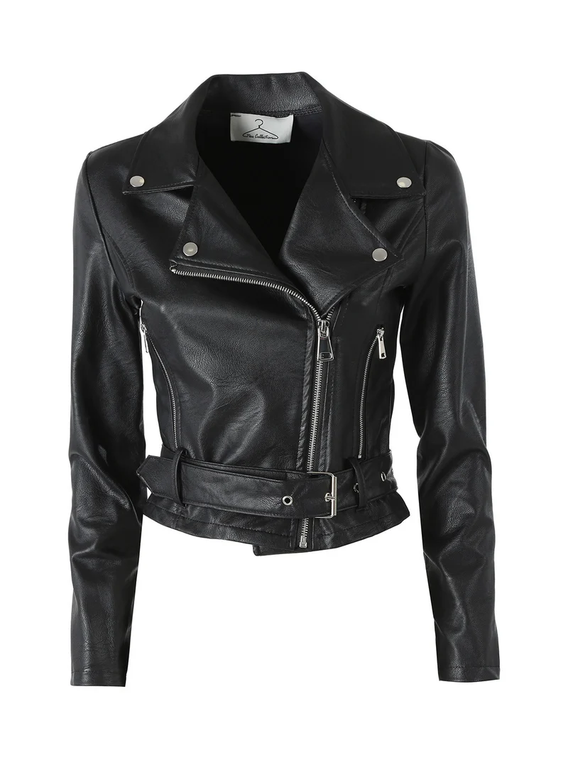 Giacca biker da donna in ecopelle - nero