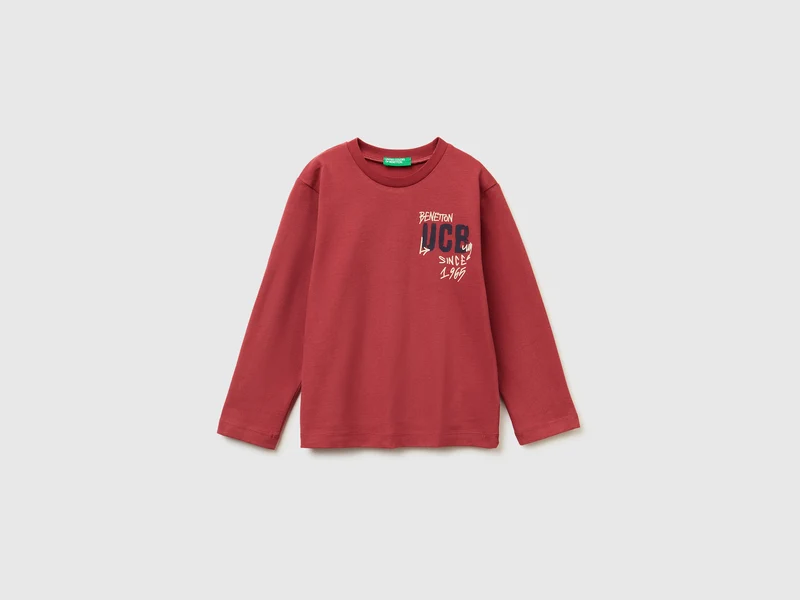 T-Shirt mit Rundhalsausschnitt aus warmer Baumwolle