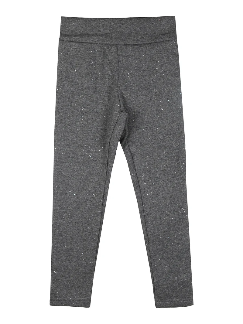 Leggings felpati da bambina con glitter - grigio