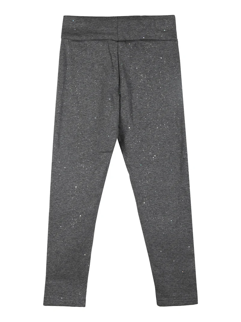 Leggings felpati da bambina con glitter - grigio
