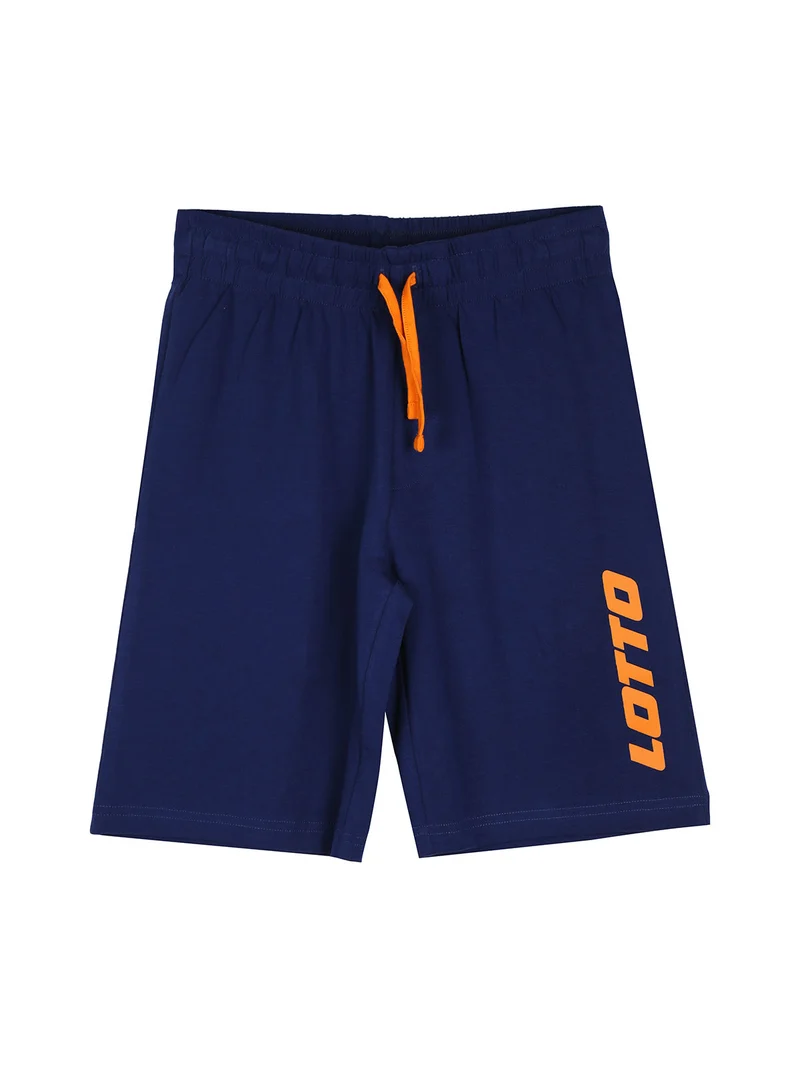 Completo corto da bambino in cotone con t-shirt logo e bermuda - arancione