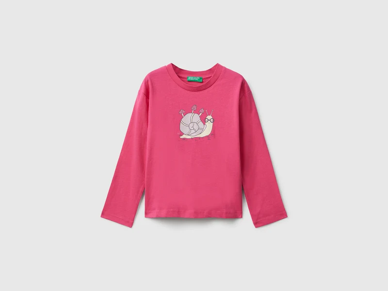 Baumwoll-T-Shirt mit Glitzer-Print