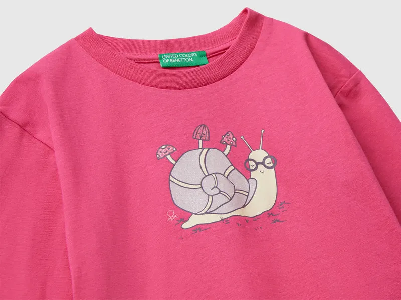Baumwoll-T-Shirt mit Glitzer-Print