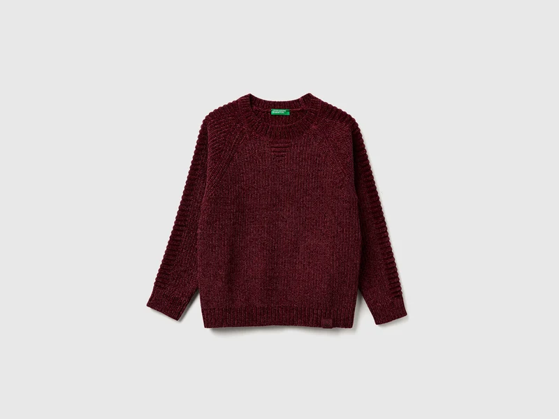 Chenille-Pullover mit Rundhalsausschnitt