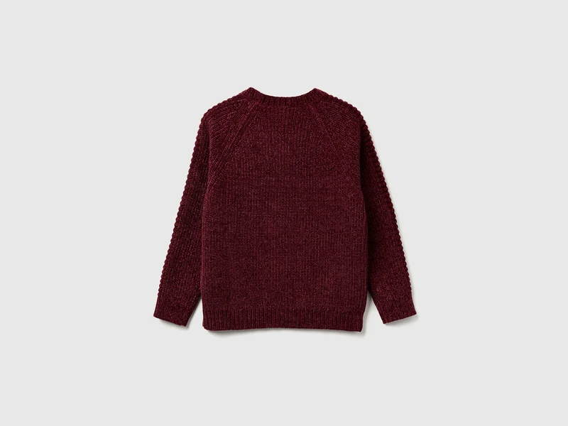 Chenille-Pullover mit Rundhalsausschnitt