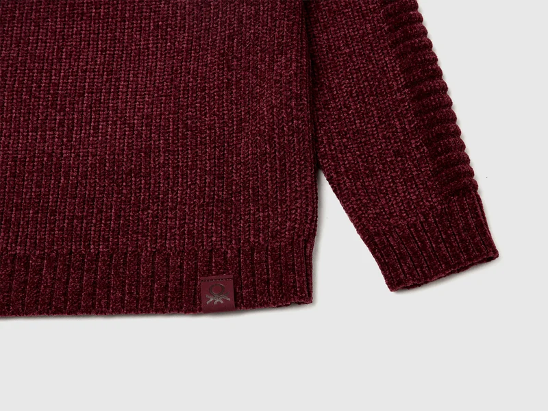 Chenille-Pullover mit Rundhalsausschnitt