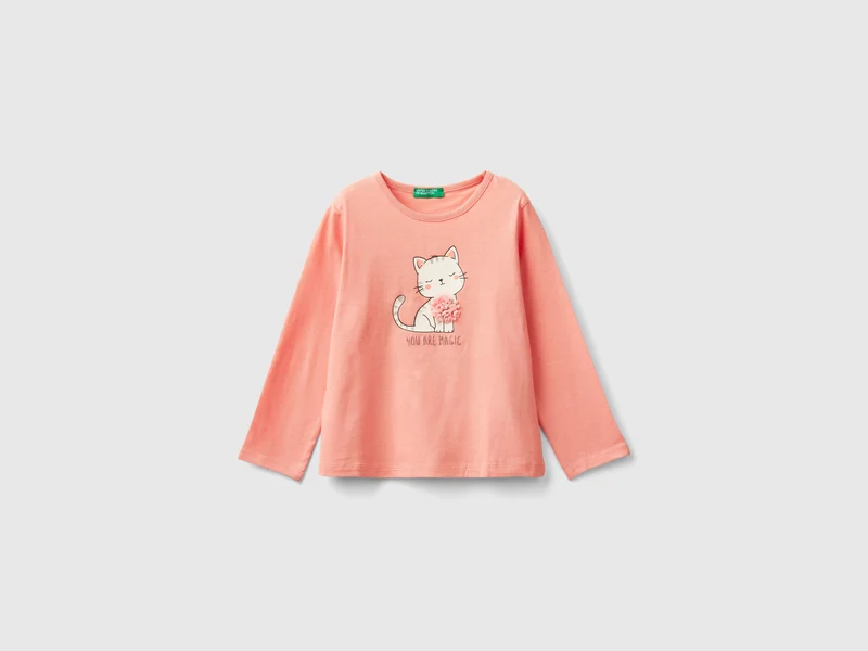 T-Shirt mit Applikationen mit Blütenblatteffekt