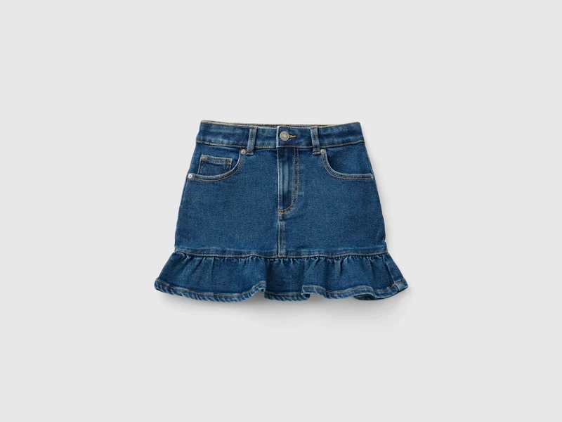 Jeans-Minirock mit Volant
