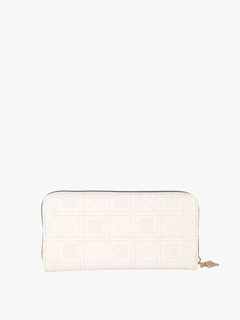 Portafoglio donna in ecopelle con zip - panna