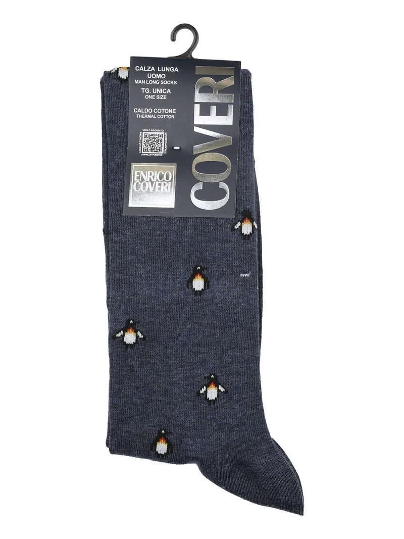 Calze lunghe da uomo in caldo cotone - grigio
