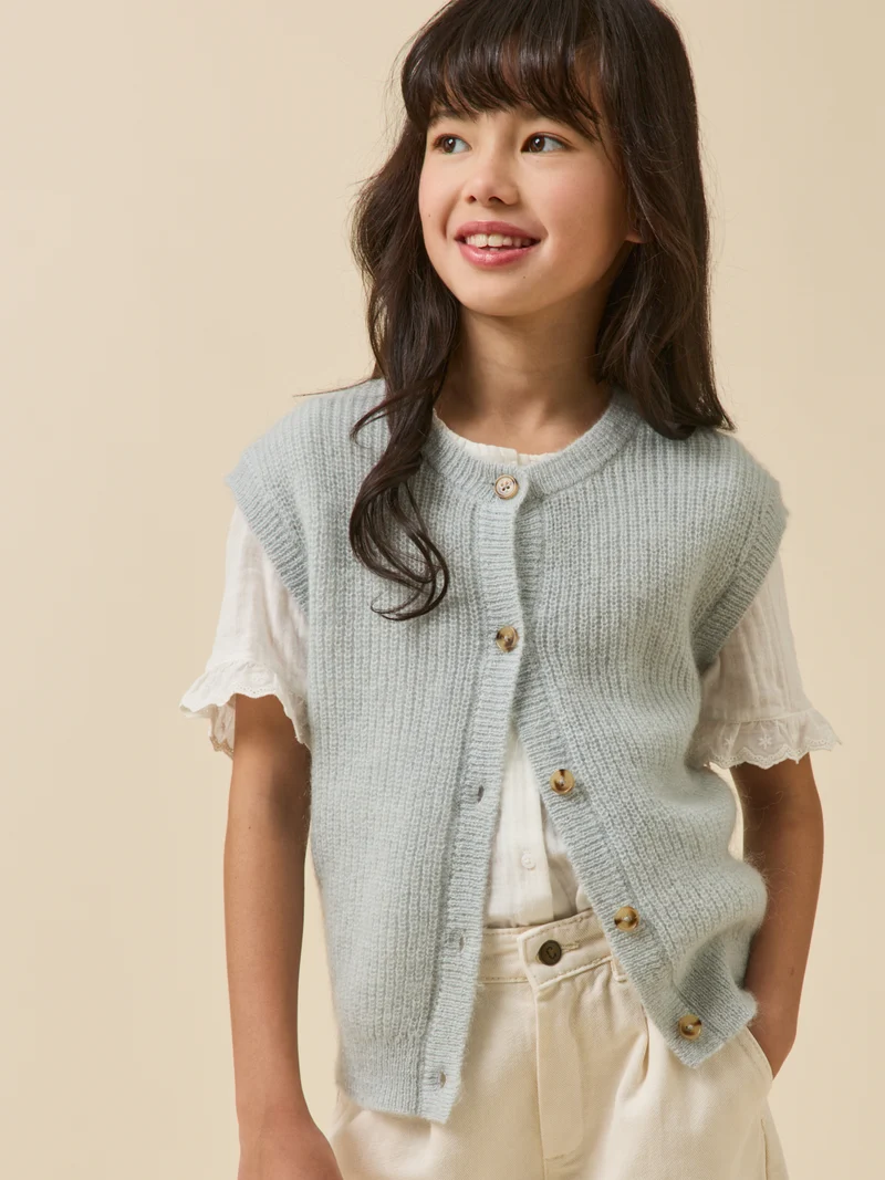 Mädchen-Cardigan aus Wolle und Mohair