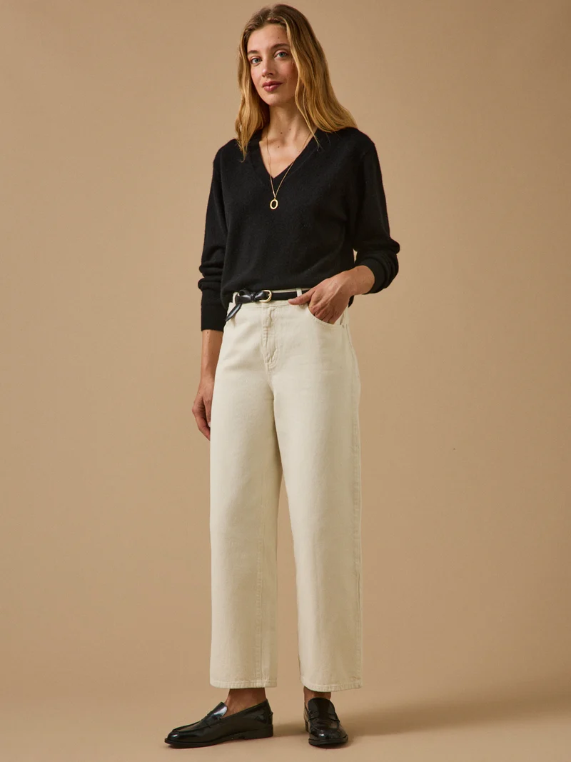 Damen-Jeans Émilie mit weitem Bein aus Bio-Baumwolle