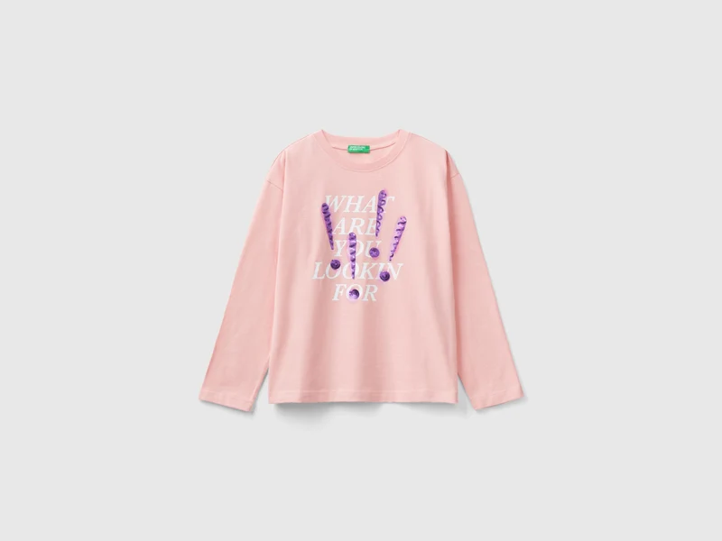 Shirt mit Print und Pailletten
